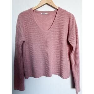 Marine Layer Sweater Womens Large Knit Elise Pink V Neck 5% Cashmere Blend